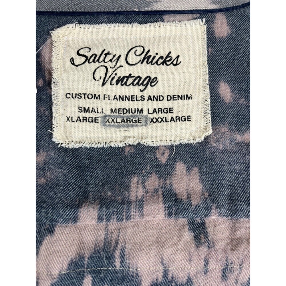 NWT Salty Chick Vintage Custom Bleach XXL Flannel Shirt Button Up Long Sleeve - Picture 8 of 12